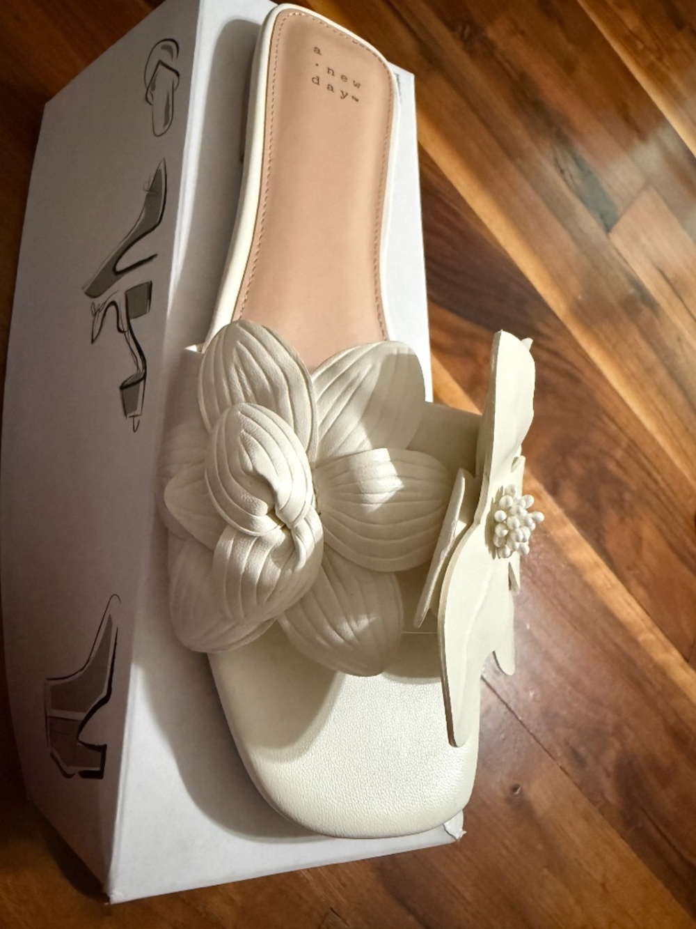 Women's Alyssa Floral Slide Sandals - A New Day White (size 10, NWT) - Picture 10 of 15
